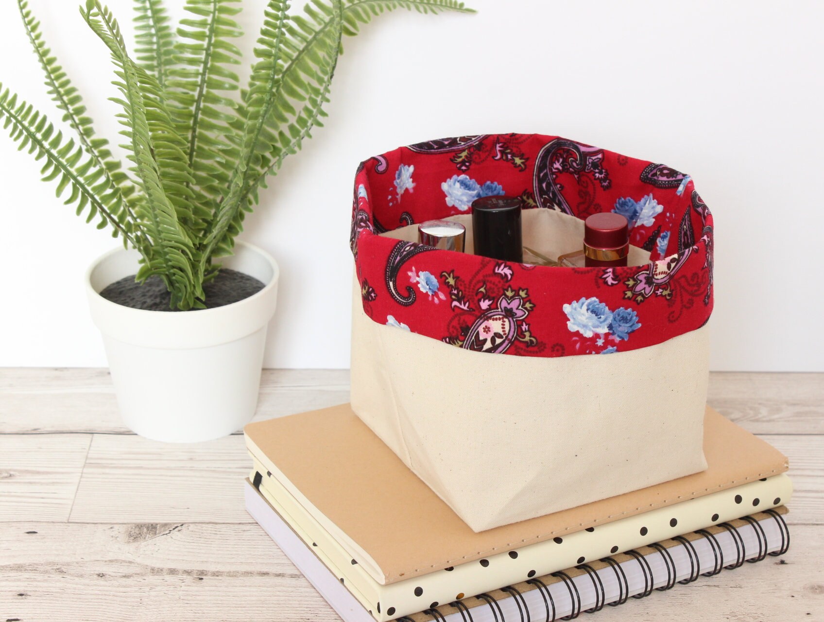 Stoffkorb roter Baumwoll-Canvas-Aufbewahrungskorb | Etsy