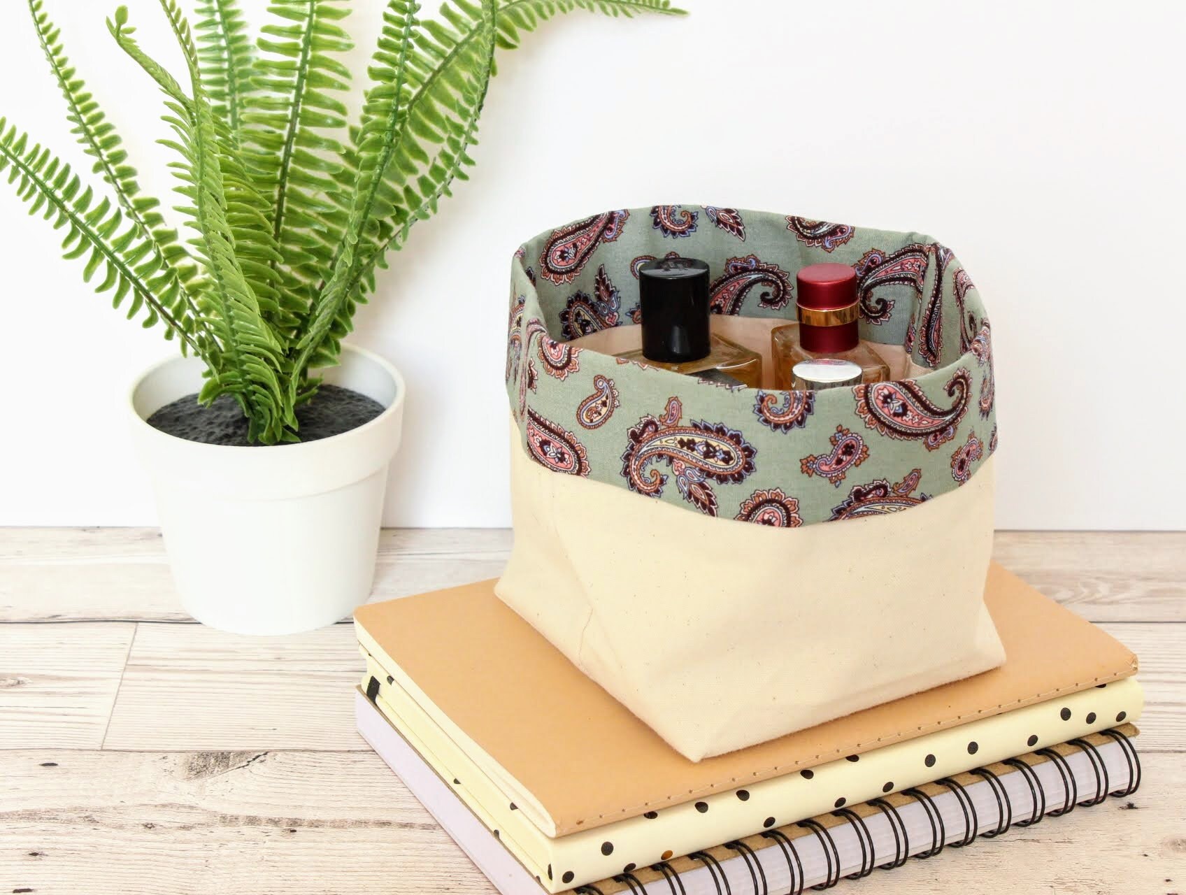 Cesta de tela cesta de almacenamiento de lona de algodón | Etsy