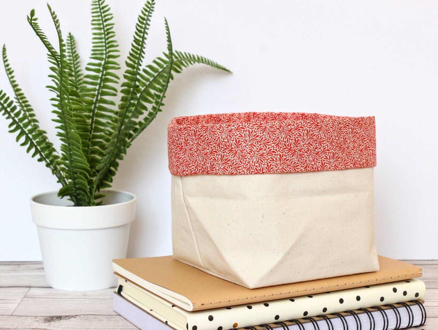 Cesta de tela cesta de almacenamiento de lona de algodón | Etsy