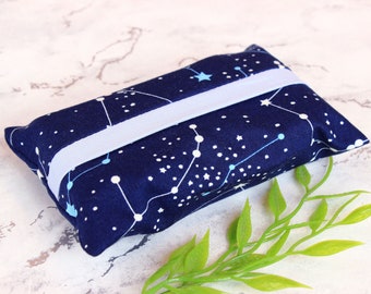 Tissue packet holder, star fabric tissue pouch, handbag tissues cover, get well gift, gift for friend, self care gift, UK handmade shop