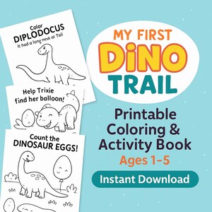 My First Dino Trail – Printable Dinosaur Activity & Coloring Book | A4 PDF | Toddlers and Kids Age 1-5
