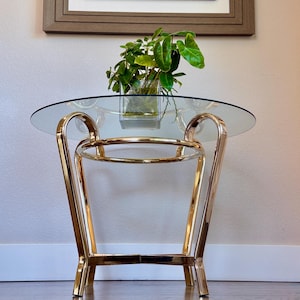1980’s Post Modern Brass & Glass Top End Table or Coffee table