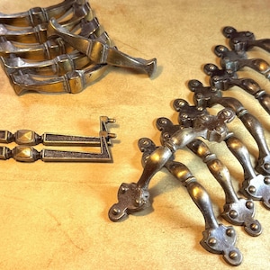 1970s Vintage Spanish Brass Handles | Furniture Hardware | Mid Century Gothic Ornate Drawer Pulls | Rustic Old World Gold Revival Lot