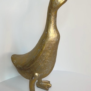 Wonka’s Golden Goose Statue – Large Vintage Sculpture in Gold Patina and Verdigris