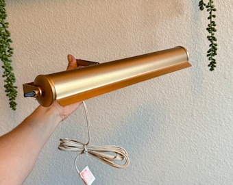 Vintage 1960s Brass Art Light, Lacquered Rose Gold Plug-in Wall Lamp