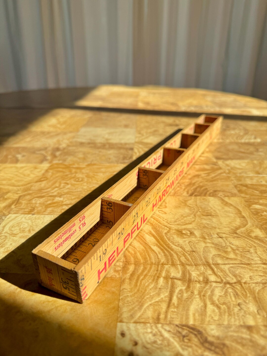 Upcycled Ruler Cubby Shelf & Organizer | Vintage Hardware Store Ruler ...