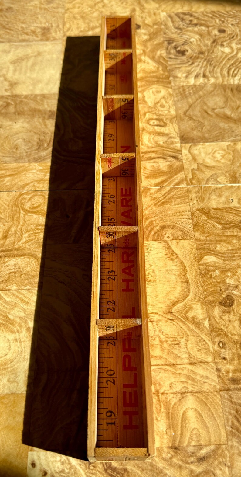 Upcycled Ruler Cubby Shelf & Organizer | Vintage Hardware Store Ruler ...