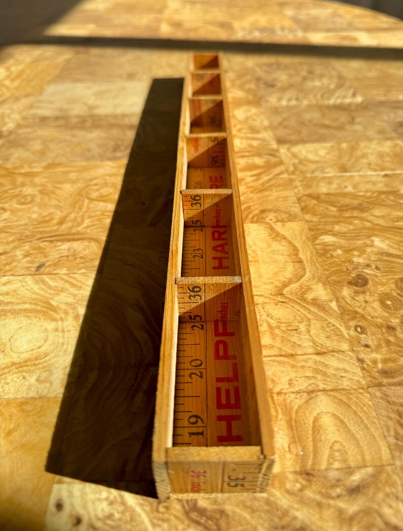 Upcycled Ruler Cubby Shelf & Organizer | Vintage Hardware Store Ruler ...
