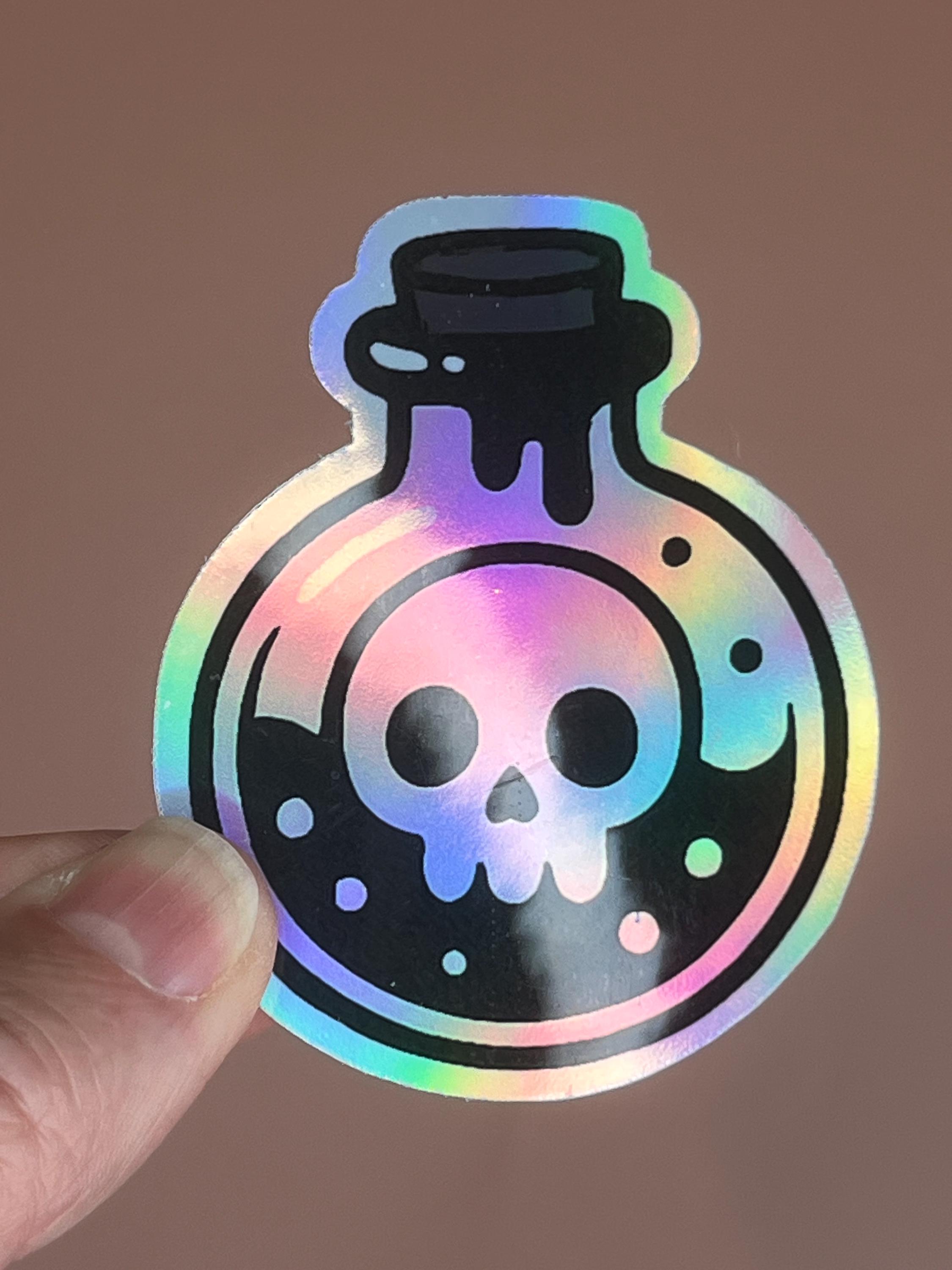 Pastel Goth Skull Potion Bottle Sticker: Matte, Glossy, or Holographic ...