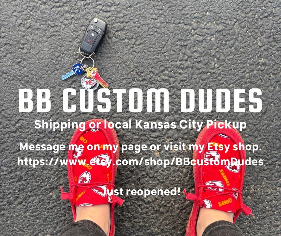 Gray or Black KC Chiefs Custom Hey Dudes Wally - Etsy display picture 2
