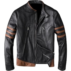 X-Men Origins Wolverine Striped Lederjacke - Riesige Jackman Wolverine Logan Jacke