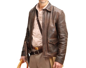 Last Crusade Leather Jacket in Pre-distressed Hide 