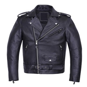 Men&#39;s Handmade Classic Perfecto Brando Motorcycle Black Biker Leather Jacket