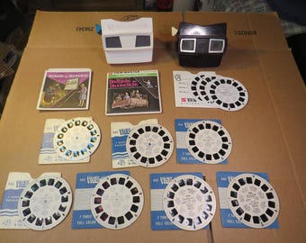 2 View-Master Viewer 10 Reels Hopalong Cassidy, Rin Tin Tin, Niagara Falls & Bedknobs and Broomsticks
