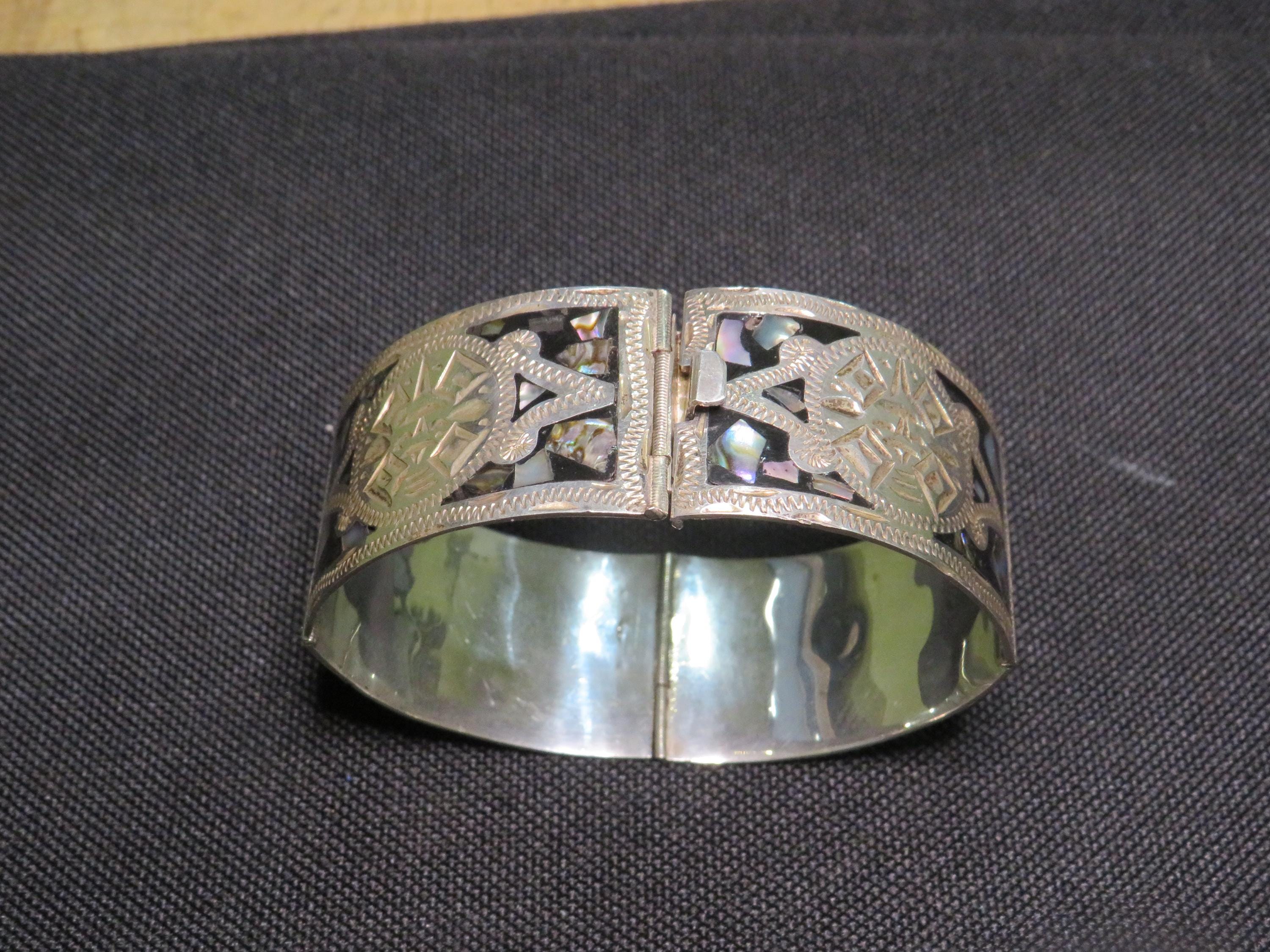 Mexico Silver Abalone Bracelet - Etsy