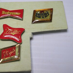 Vintage Lot of 6 Mixed Beer Advertisement Lapel Pins Matts, Miller, Schlitz, Heineken, Michelob & Budweiser image 4