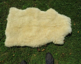 Genuine Sheepskin White Fur Rug/Belt 3' 5-inches X 2' 2" Very Soft