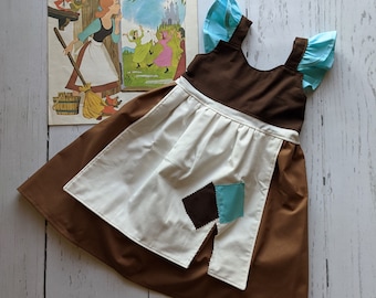 Girls Cinderella Maid Dress, Everyday Princess Costume, Handmade Sizes 12/18m-8