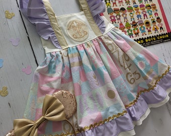 Girls Small World Themed Dress, Everyday Princess Small World Dress inspired by Small Worls attraction, sizes 12m/18m, 2T-8 girls