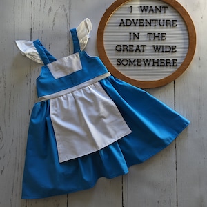 Girl&#39;s Belle Provencal Twirl Dress, Blue Provencal Dress inspired by Belle, Everyday Princess dress up sizes 12/18m, 2T-8 girls