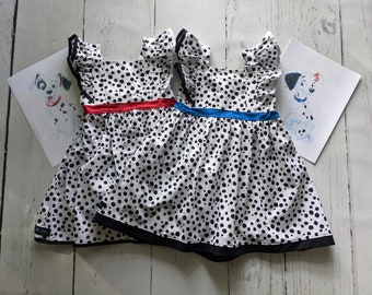 Girls 101 Dalmatian Twirl Dress, Dalmation Dress inspired by 101 Dalmatians, Everyday princess dress up size 12-18m, 2-8 girls