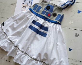 Girls R2D2 dress, Everyday Princess R2D2 dress, inspired by Star Wars character R2D2 in sizes, 2T-8girls girls