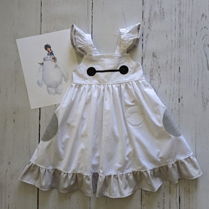 Girls Baymax Twirl Dress, Baymax inspired dress by Big Hero 6, Character dress up, sizes 12/18m, 2T-8girls