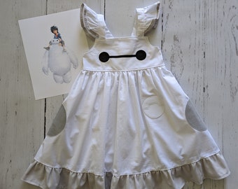 Girls Baymax Twirl Dress, Baymax inspired dress by Big Hero 6, Character dress up, sizes 12/18m, 2T-8girls