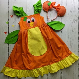 Girls Orange Bird Twirl Dress, Orange Bird inspired dress, Everyday Princess, Character dress up, sizes 12/18m, 2T-8 girls
