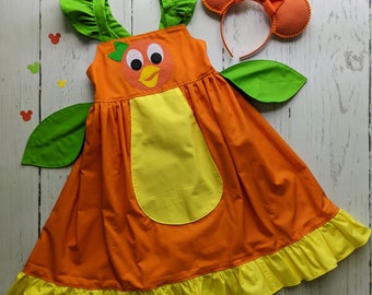 Girls Orange Bird Twirl Dress, Orange Bird inspired dress, Everyday Princess, Character dress up, sizes 12/18m, 2T-8 girls