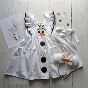 Girls Olaf Twirl Dress, Olaf inspired dress by Frozen, snowman dress, Everyday princess dress up sizes 12/18m, 2T-8 girls