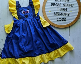 Girls Dory Twirl Dress, Dory inspired dress, Everyday Princess Dory dress, sizes 12/18m, 2T-8 girls