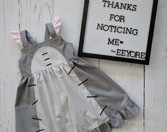 Girls Eeyore Twirl Dress, Eeyore Dress inspired by Pooh and friends, Everyday Princes dress up sizes 12/18m, 2T-8girls
