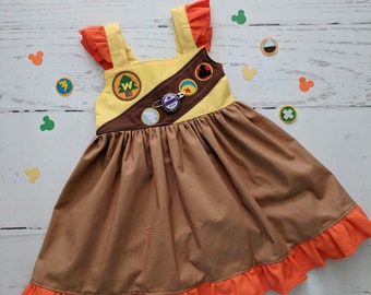 Girls Wilderness Explorer Twirl Dress, Up inspired dress, Everyday Princess Russell Wilderness Explorer dress, sizes 12/18m, 2-8 girls