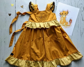 Girls Simba Twirl Dress, Simba inspired dress by The Lion King, Character dress up, sizes 12/18m, 2T-8girls