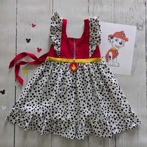 Fire Rescue dog inspired Dress, Firefighter pup Dress, Fire dog, Rescue dress Everyday girls dress, girls dress sizes 12-18m, 2-8 girls