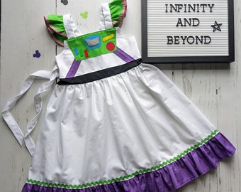 Girls Buzz Lightyear inspired Twirl Dress, Buzz Dress inspired by Toy Story, everyday dress up in sizes 12/18m, 2T-8 girls