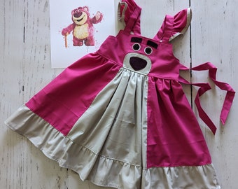 Girls Lotso Bear Twirl Dress, Everyday Princess, Villain Lotso Dress inspired by Toy Story, sizes 12/18m, 2T-8 girls