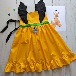Girls Pluto Twirl Dress, Pluto inspired dress, Mickey&#39;s pal, Pluto dog dress, size 12-18m, 2-8 girls