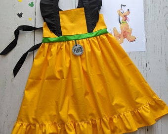 Girls Pluto Twirl Dress, Pluto inspired dress, Mickey's pal, Pluto dog dress, size 12-18m, 2-8 girls