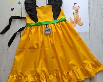 Girls Pluto Twirl Dress, Pluto inspired dress, Mickey's pal, Pluto dog dress, size 12-18m, 2-8 girls