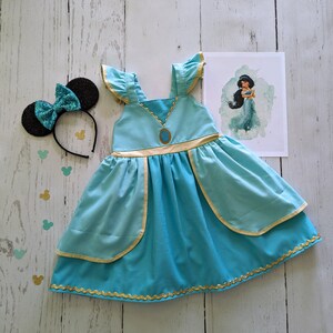 Girls Jasmine Inspired Dress, Aladdin Princess Costume, Everyday Princess, Handmade Sizes 12/18m-8