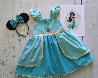 Girls Jasmine Dress, Everyday Princess Jasmine Dress inspired by Aladdin, sizes 12/18m, 2T-8 girls