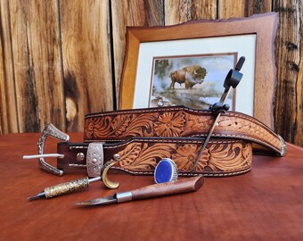 Cintura da cowboy western lavorata a mano: doppio strato di cuoio, disponibile su misura.