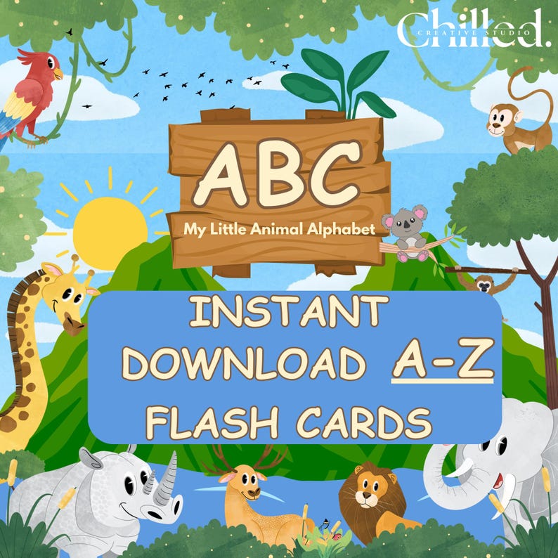 Animal Alphabet Flash Cards: Printable Learning Cards (PDF) | Instant ...