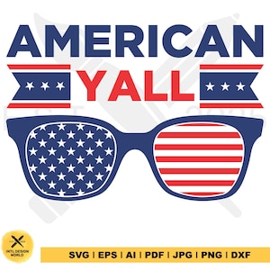 American Yall svg, 4 de julho svg, All American Together, yall svg, arquivos svg para Cricut, carta fofa dos EUA, downloads de designs de sublimação