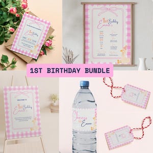 1st Birthday Invitation Theme Cards Bundle | Invitation & Thank You | Printable Canva Download | Birthday Bundle | Birthday Invitation