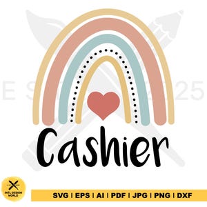 Cashier rainbow svg, Cashier svg, Leopard print svg, Shirt, retail worker svg, Rainbow SVG, Instant Download, shirts svg, shirts png