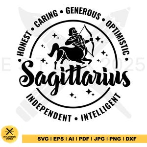 Sagittarius SVG, Sagittarius Astrological Sign, Digital Download, Horoscope SVG, Zodiac Signs SVG, Perfect for T-Shirts, Mugs
