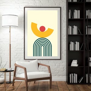 Abstract bohemian geometric Art, Mid Century Modern Art Style Design Stock Vector, Home Decor, Instant Download
